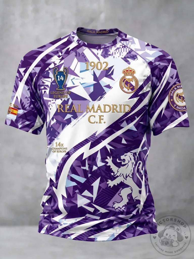 Real Madrid 14x Champions of Europe Purple Fan Football Jersey