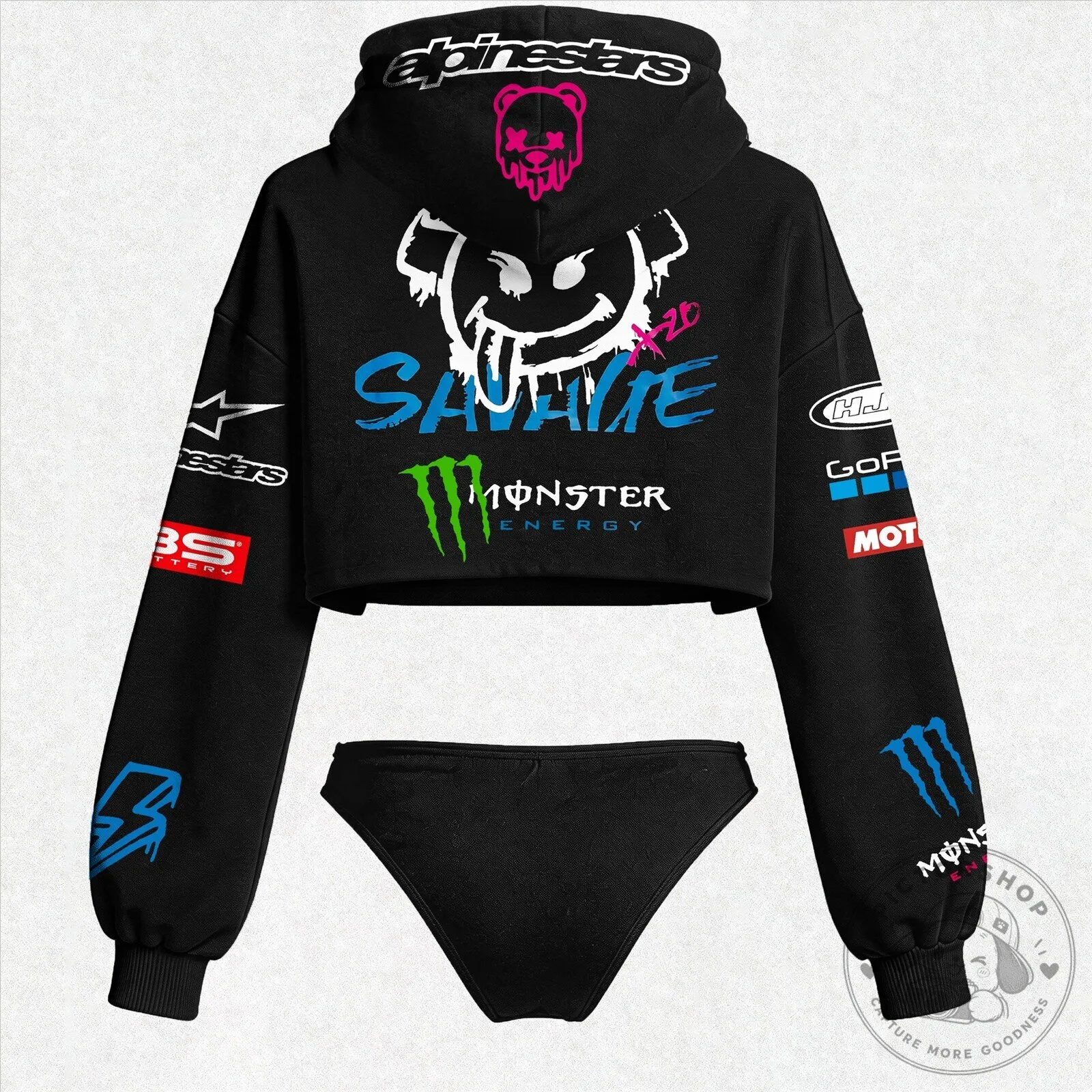 Alpinestars Monster Energy Savage Cropped Hoodie and Thong Set