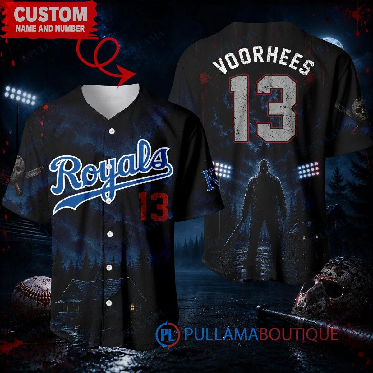 Kansas City Royals Baseball Jason Voorhees Friday the 13th Slasher Night Custom Baseball Jersey