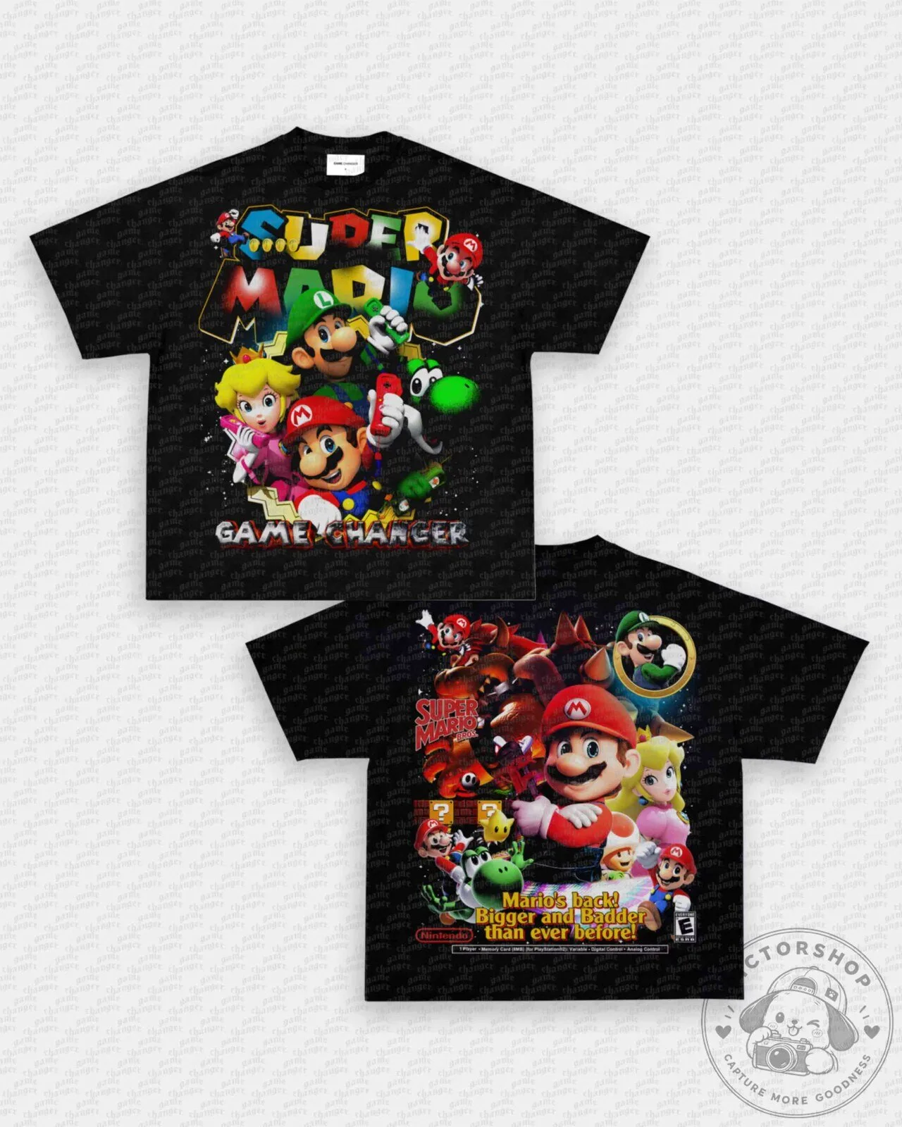 Super Mario Brothers Game Changer Black T-Shirt