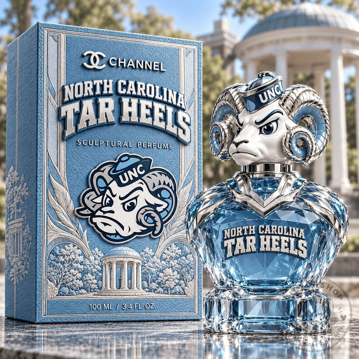 North Carolina Tar Heels Sculptural Perfume Bottle, 100ml Collectible Fragrance