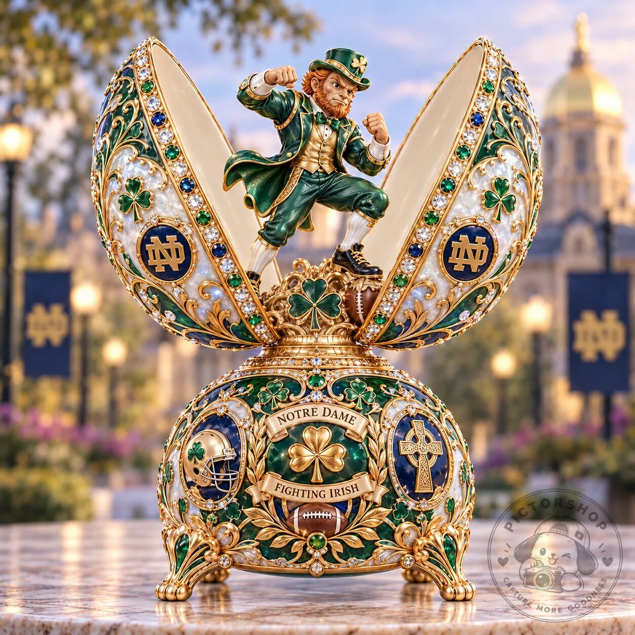 Notre Dame Fighting Irish Fabergé-Inspired Musical Egg Figurine