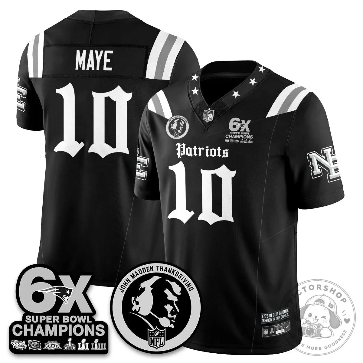 New England Patriots 6X Super Bowl Champions Jersey featuring John Madden