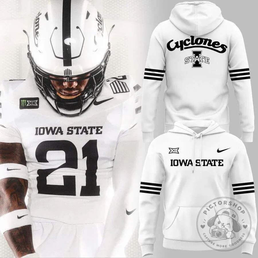 White Uniform Style Hoodie for Iowa State Cyclones Football Team
