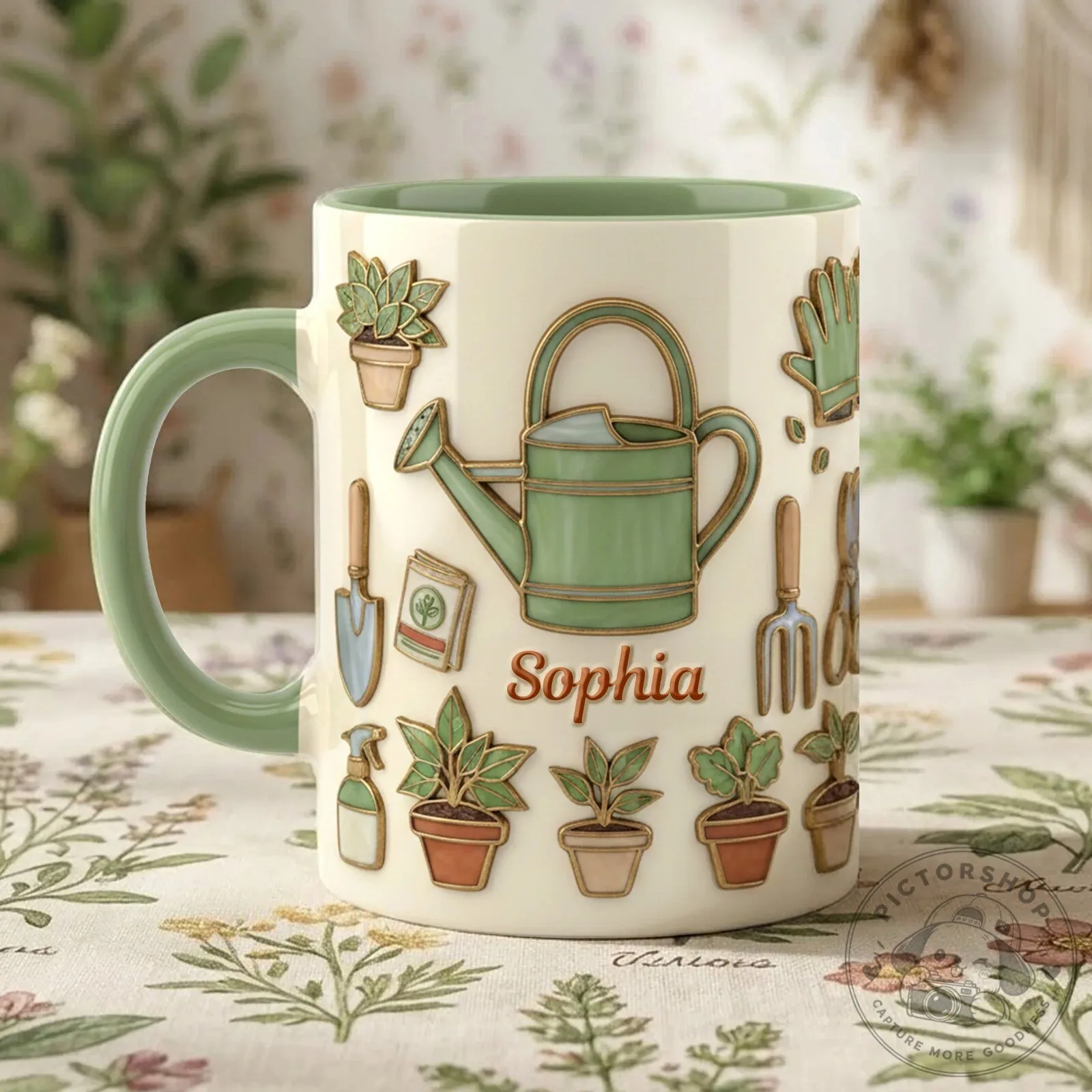 Personalized Gardening Tools and Plants Name Mug