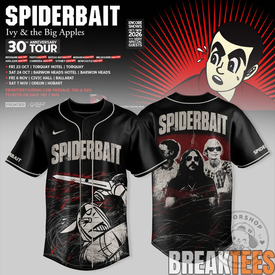 Spiderbait 30th Anniversary Tour Black Baseball Jersey