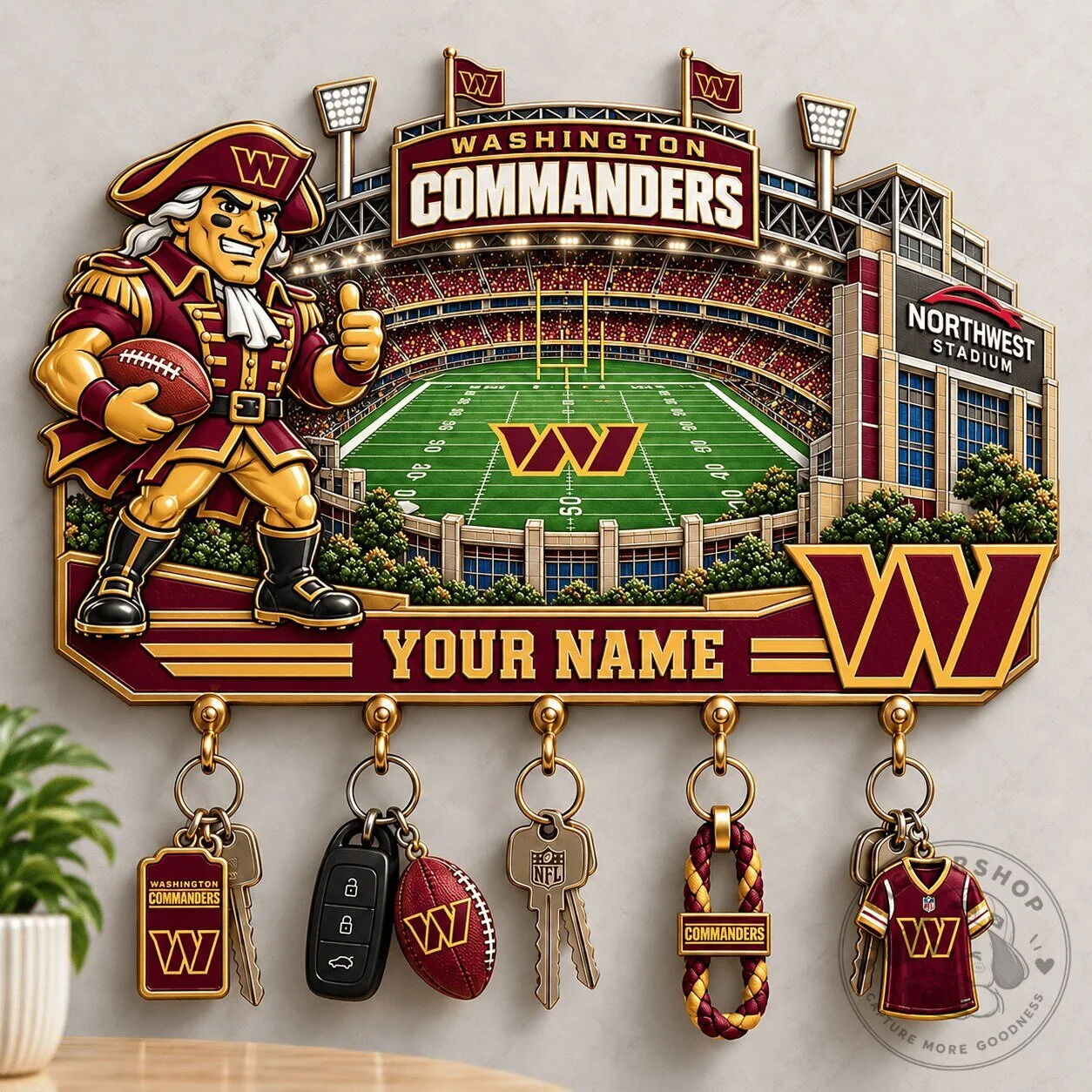 Washington Commanders Football Stadium Personalized Wall Key Holder