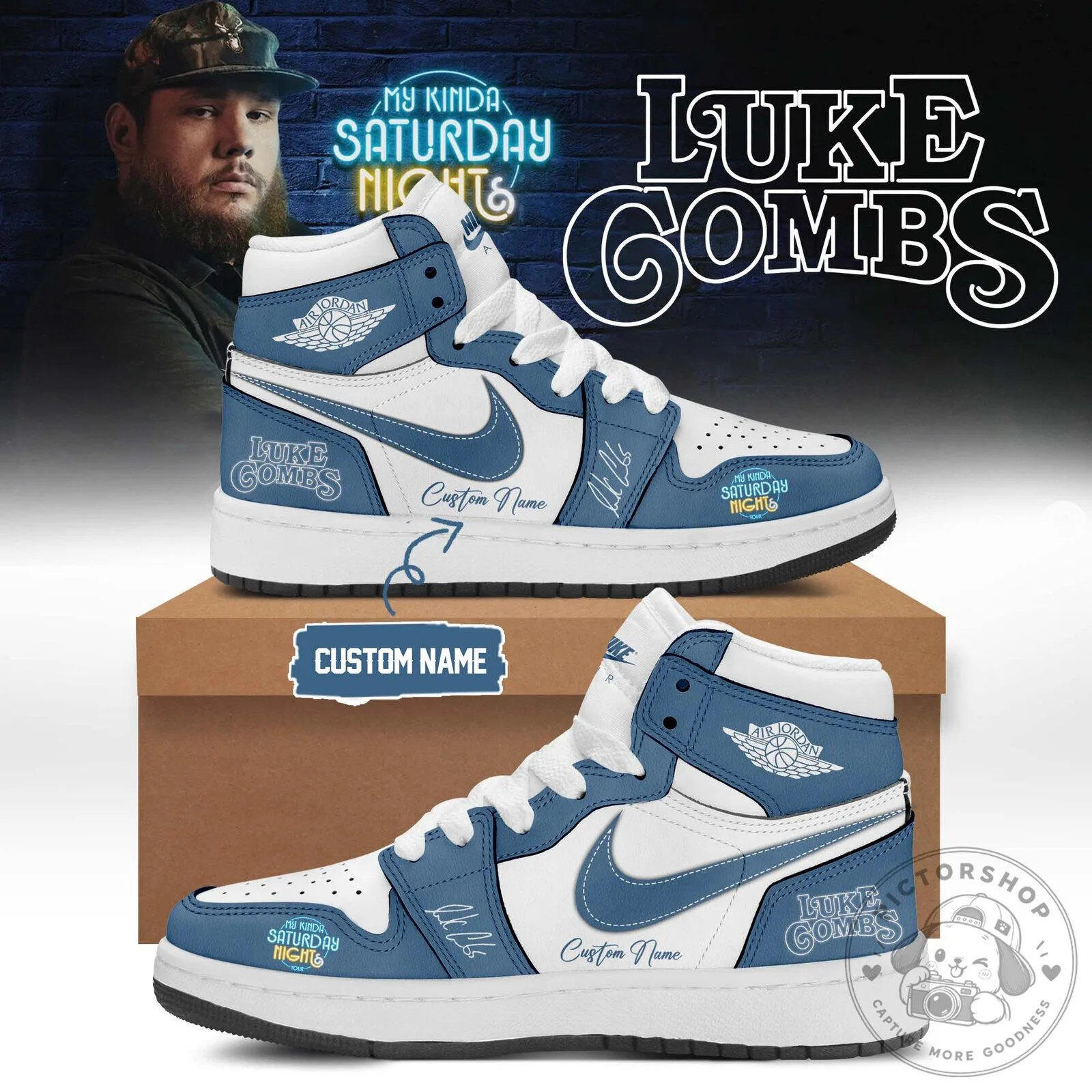Luke Combs My Kinda Saturday Night High Top Sneakers Custom Name Shoes
