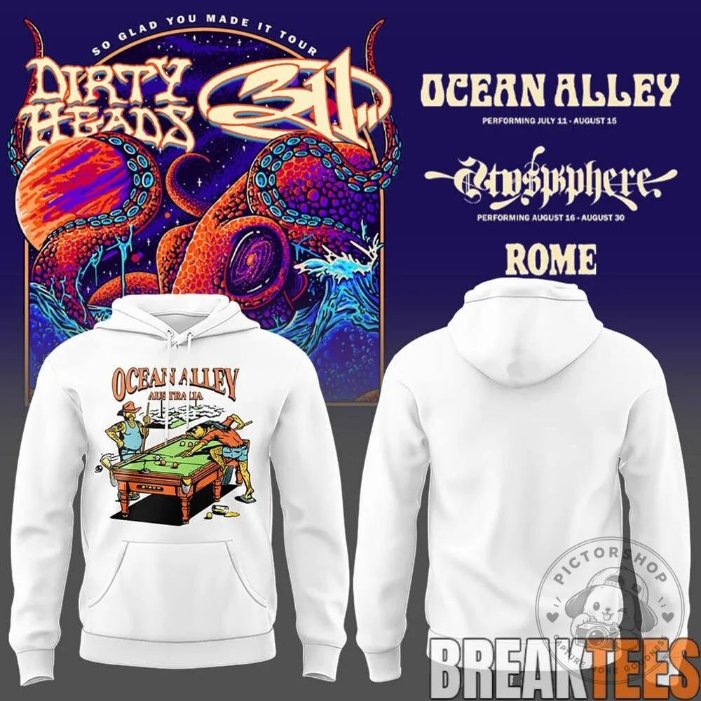 Ocean Alley Playing Pool Design White Hoodie
