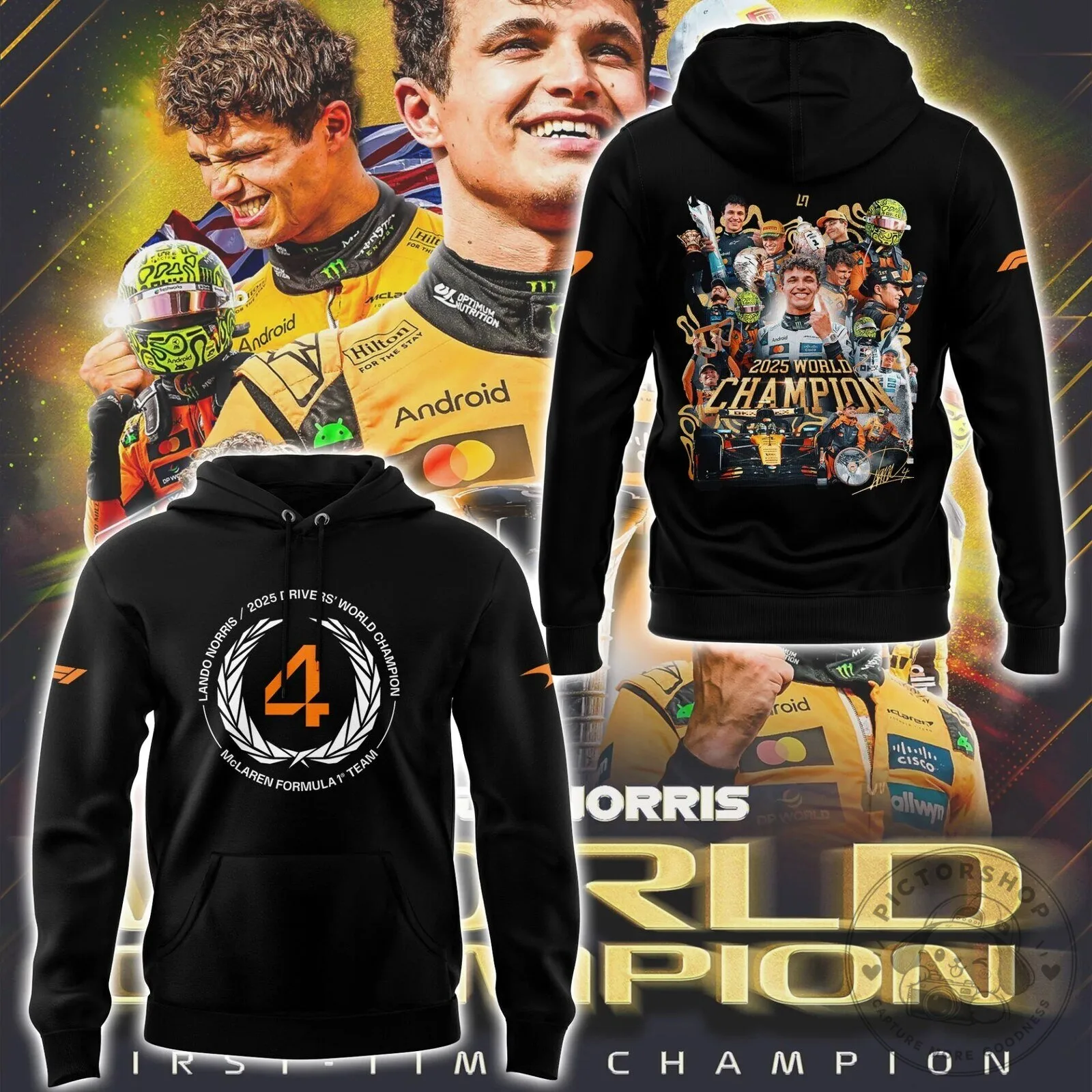 Lando Norris 2025 World Champion McLaren Formula 1 Team Hoodie