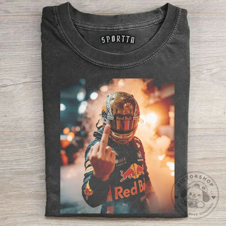 Verstappen F1 Red Bull Racing Middle Finger Helmet T-Shirt
