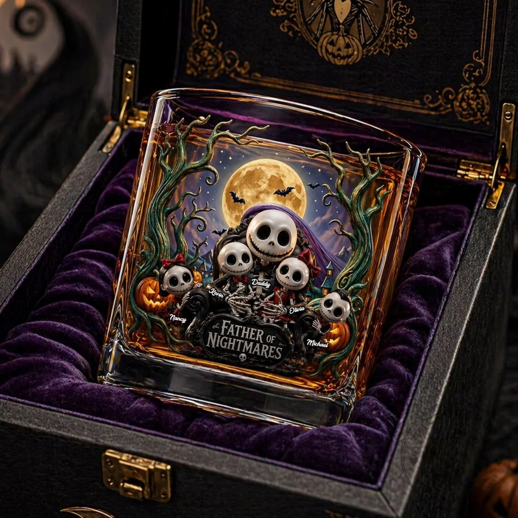 Father of Nightmares Jack Skellington Halloween Personalized Whiskey Glass 14 Father of Nightmares Jack Skellington Halloween Personalized Whiskey Glass