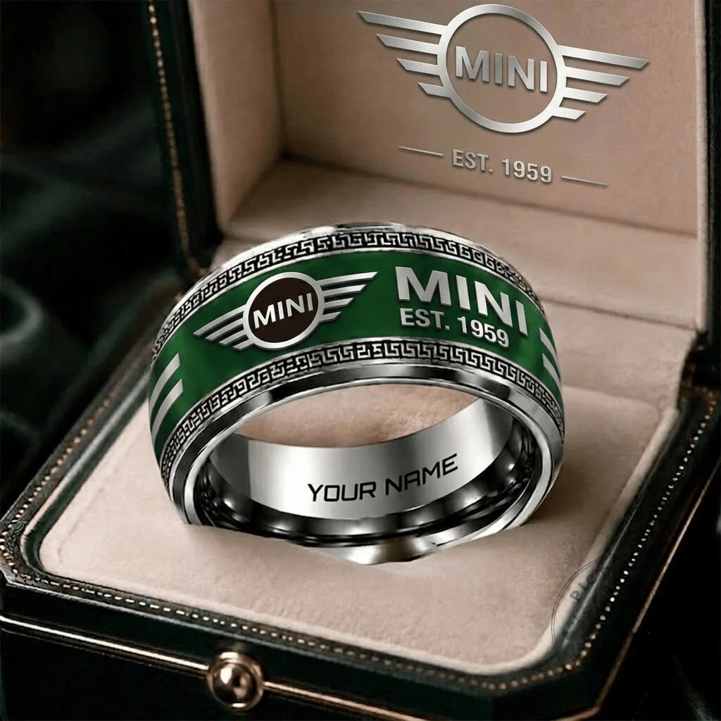 Mini Cooper Car Logo Personalized Engraved Name Stainless Steel Ring