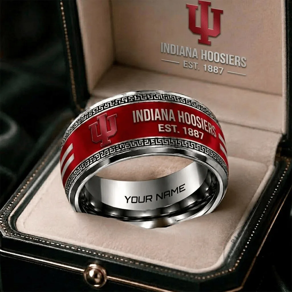 Indiana Hoosiers NCAA Personalized Silver Ring Gift