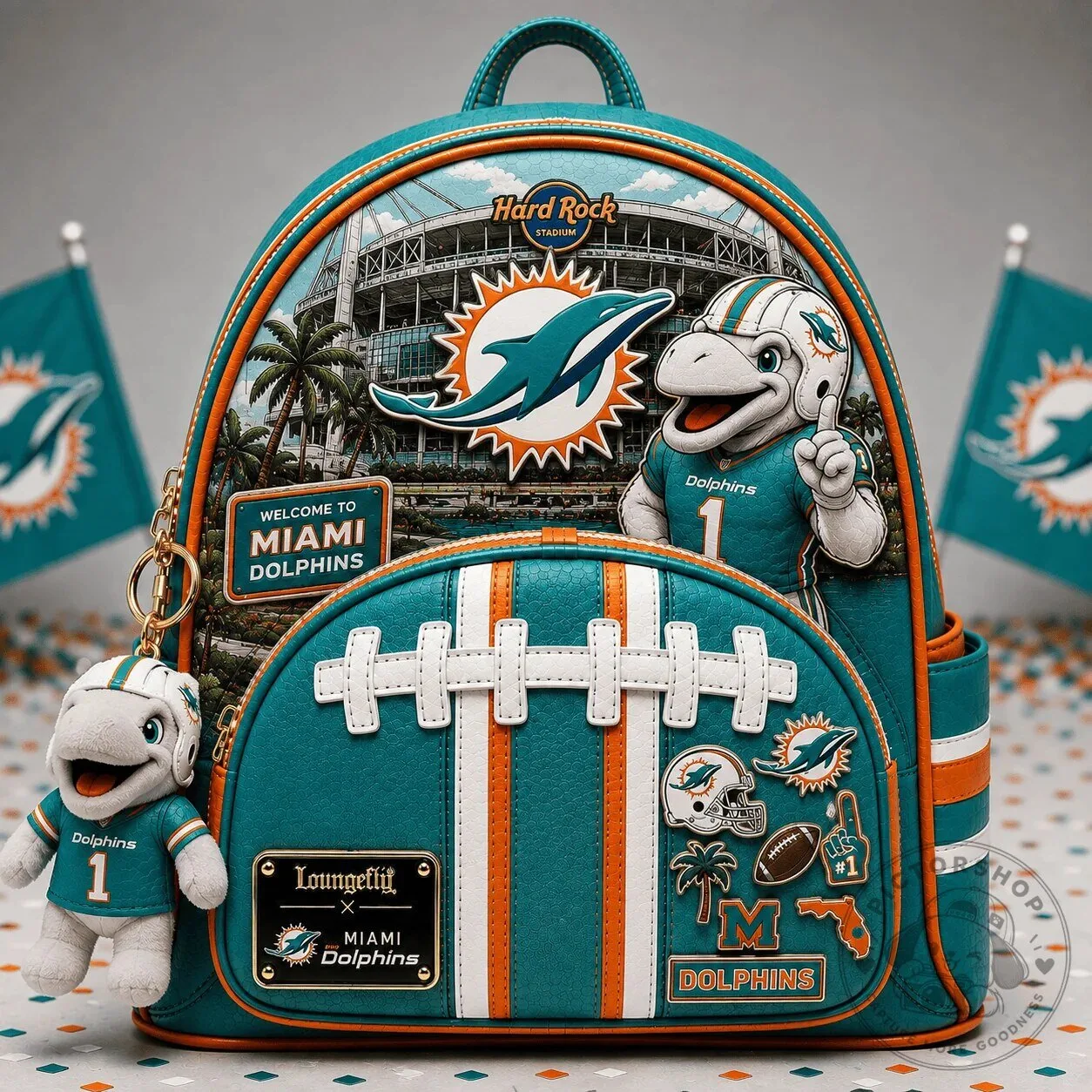 Miami Dolphins Hard Rock Stadium Football Mascot Backpack