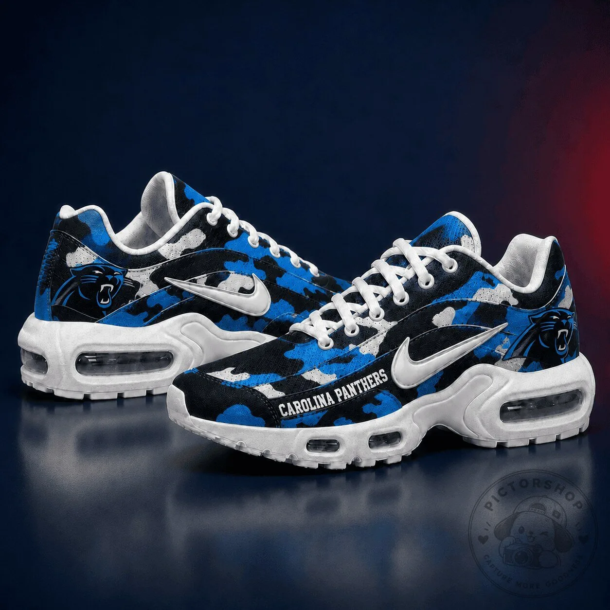 Carolina Panthers Blue Camouflage Pattern Sports Shoes