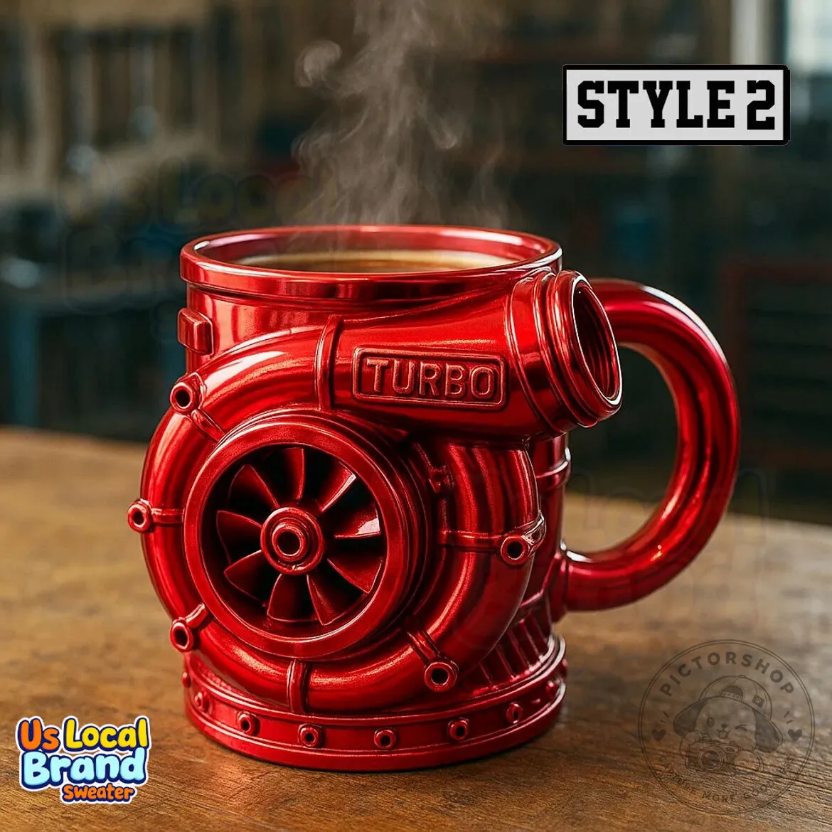 Chrome Turbocharger Engine Coffee Mug 8 Chrome Turbocharger Engine Coffee Mug