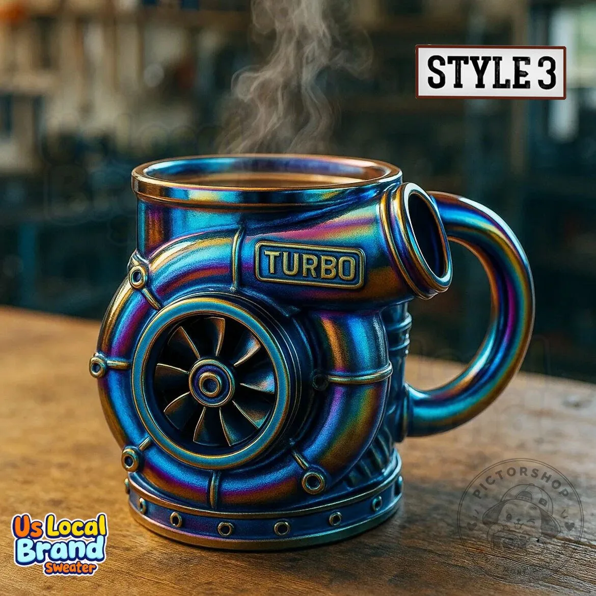 Chrome Turbocharger Engine Coffee Mug 9 Chrome Turbocharger Engine Coffee Mug