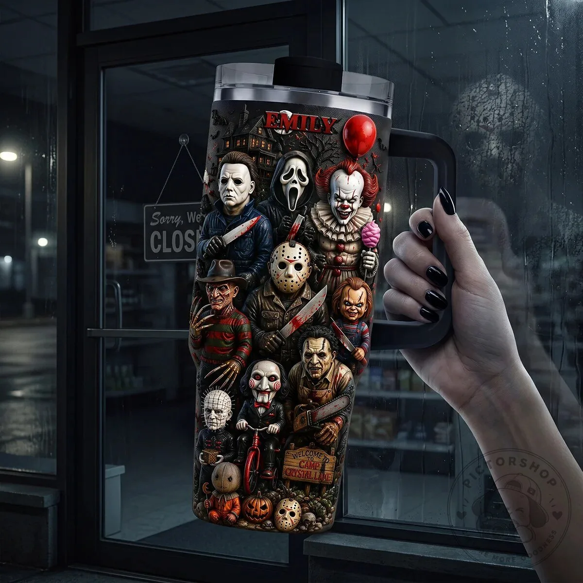 Horror Movie Villains Halloween Personalized 40oz Tumbler with Handle 1 Horror Movie Villains Halloween Personalized 40oz Tumbler with Handle