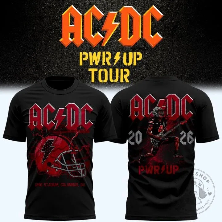 Black T-Shirt for the AC/DC Power Up Tour 2026 - Ohio State Football Edition