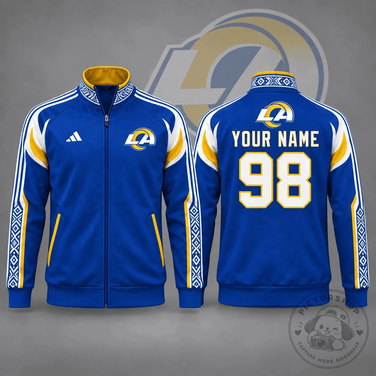 Los Angeles Rams Personalized Team Nordic Full Zip Track Jacket