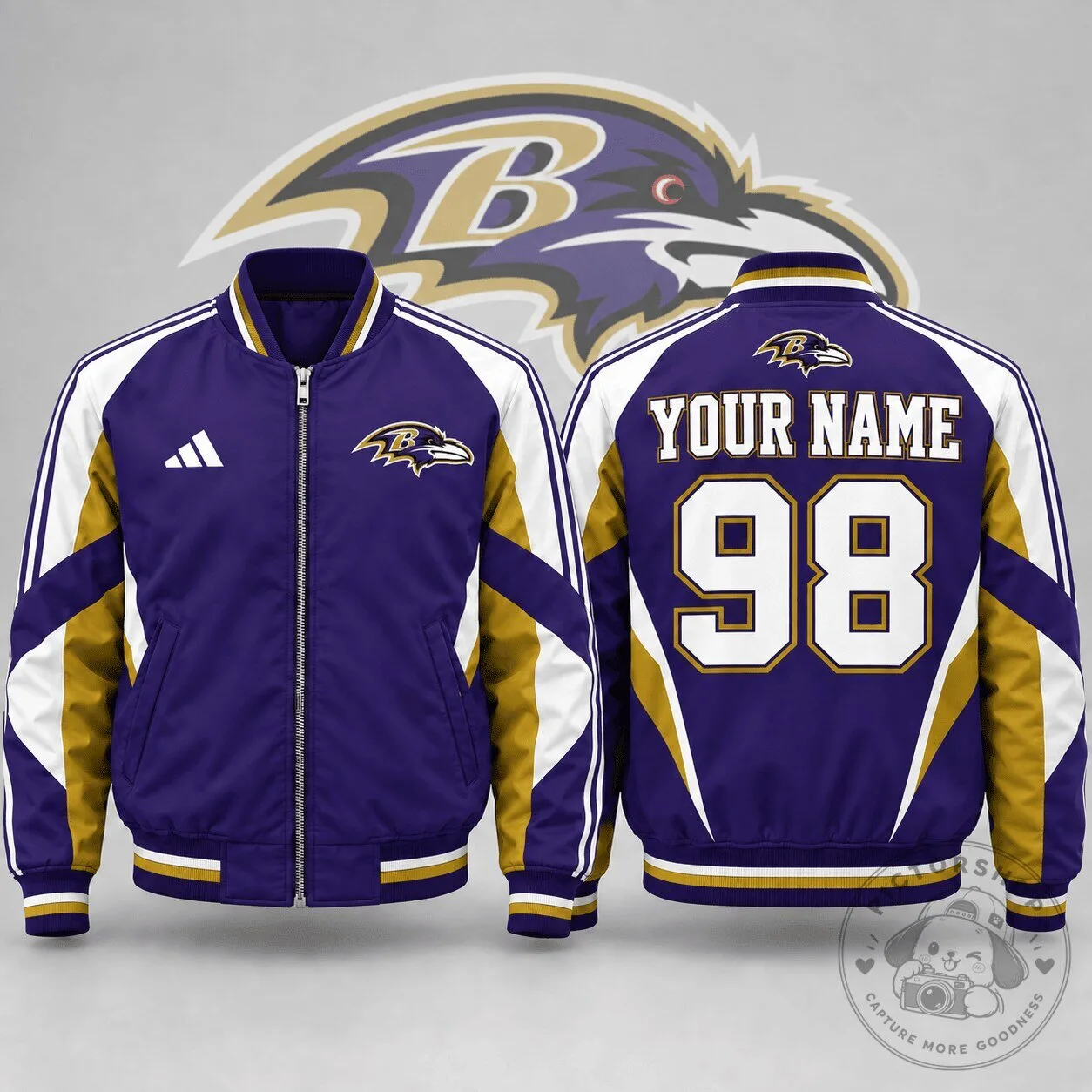 Baltimore Ravens Personalized Bomber Jacket with Custom Name and Number