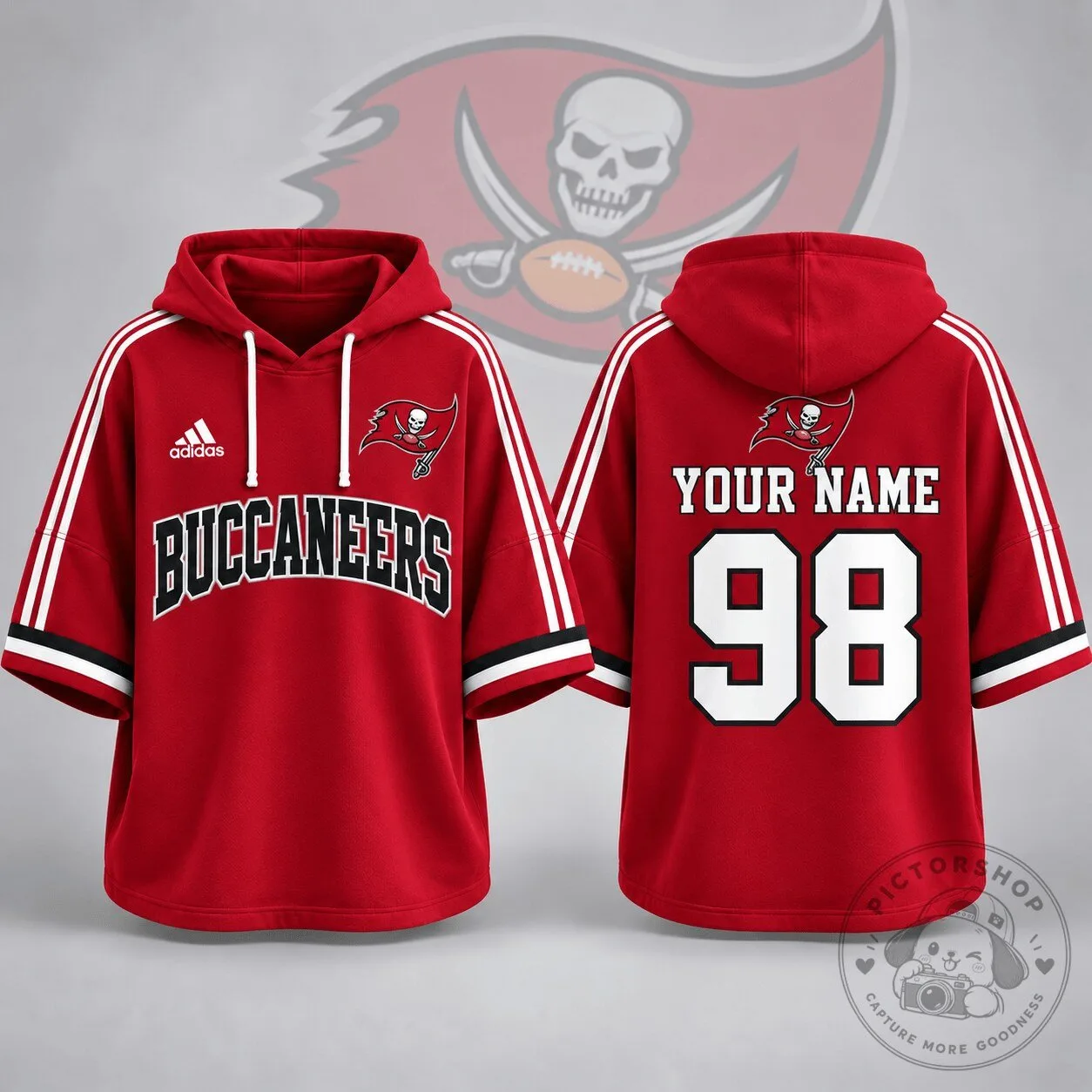 Tampa Bay Buccaneers Custom Name Number Short Sleeve Hoodie