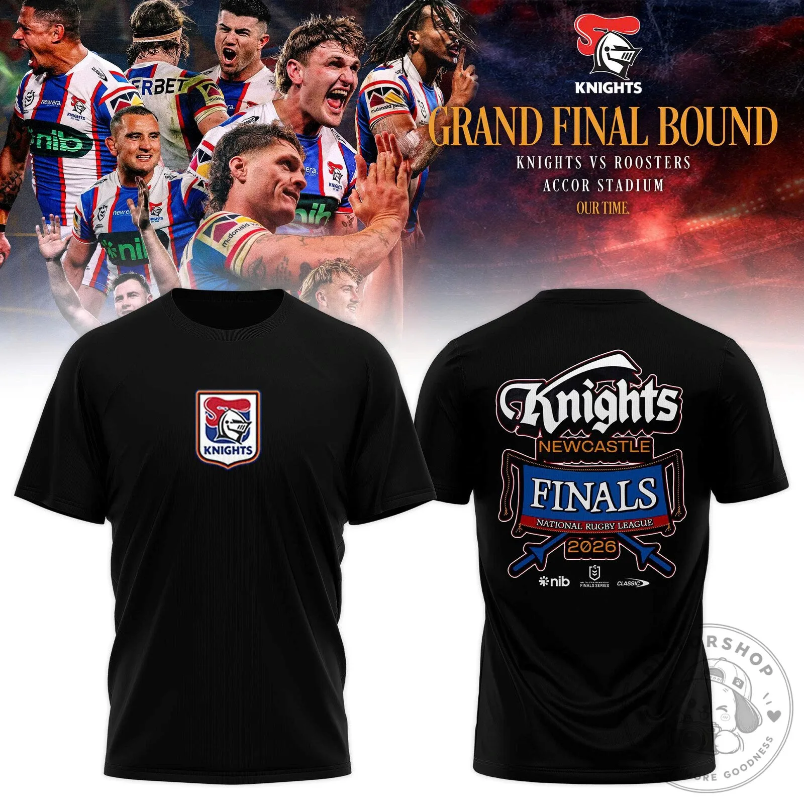 Newcastle Knights 2026 National Rugby League Grand Final Bound Black T-Shirt