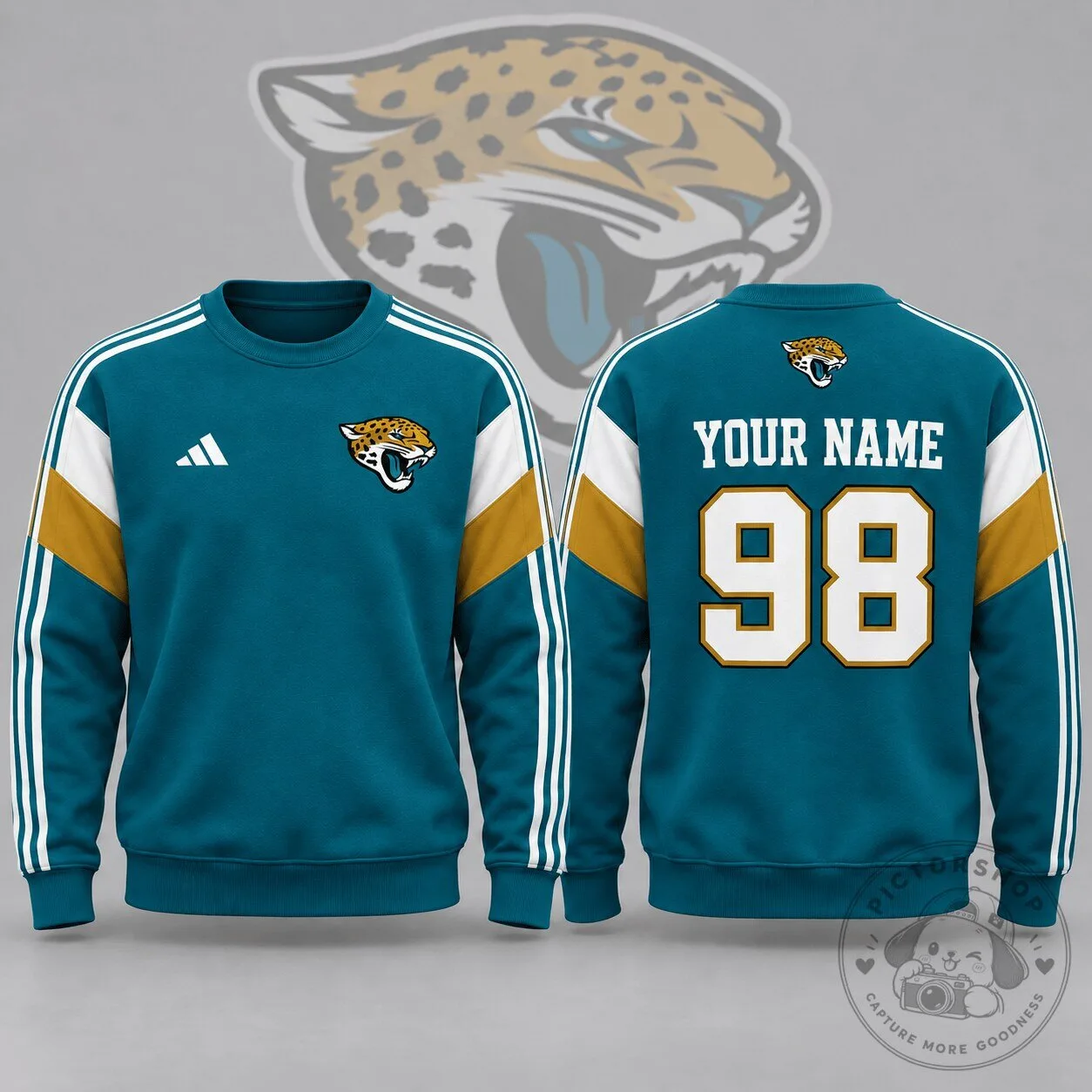 Jacksonville Jaguars Personalized Name Number Crewneck Sweatshirt