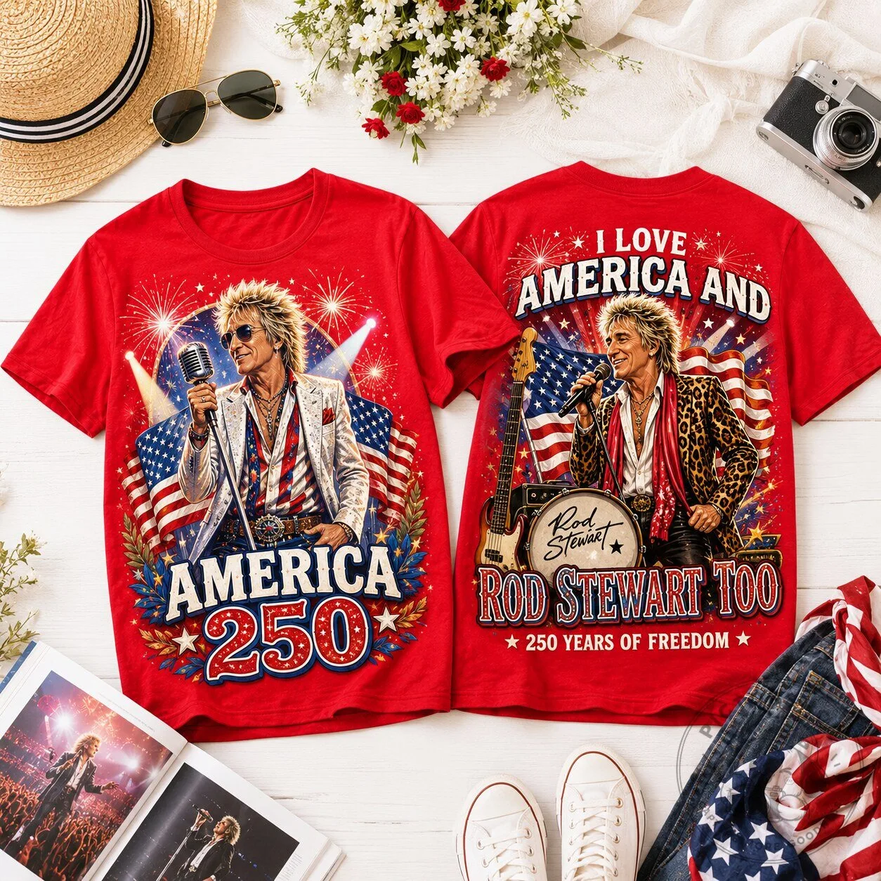 Rod Stewart I Love America Too 250 Years of Freedom T-Shirt