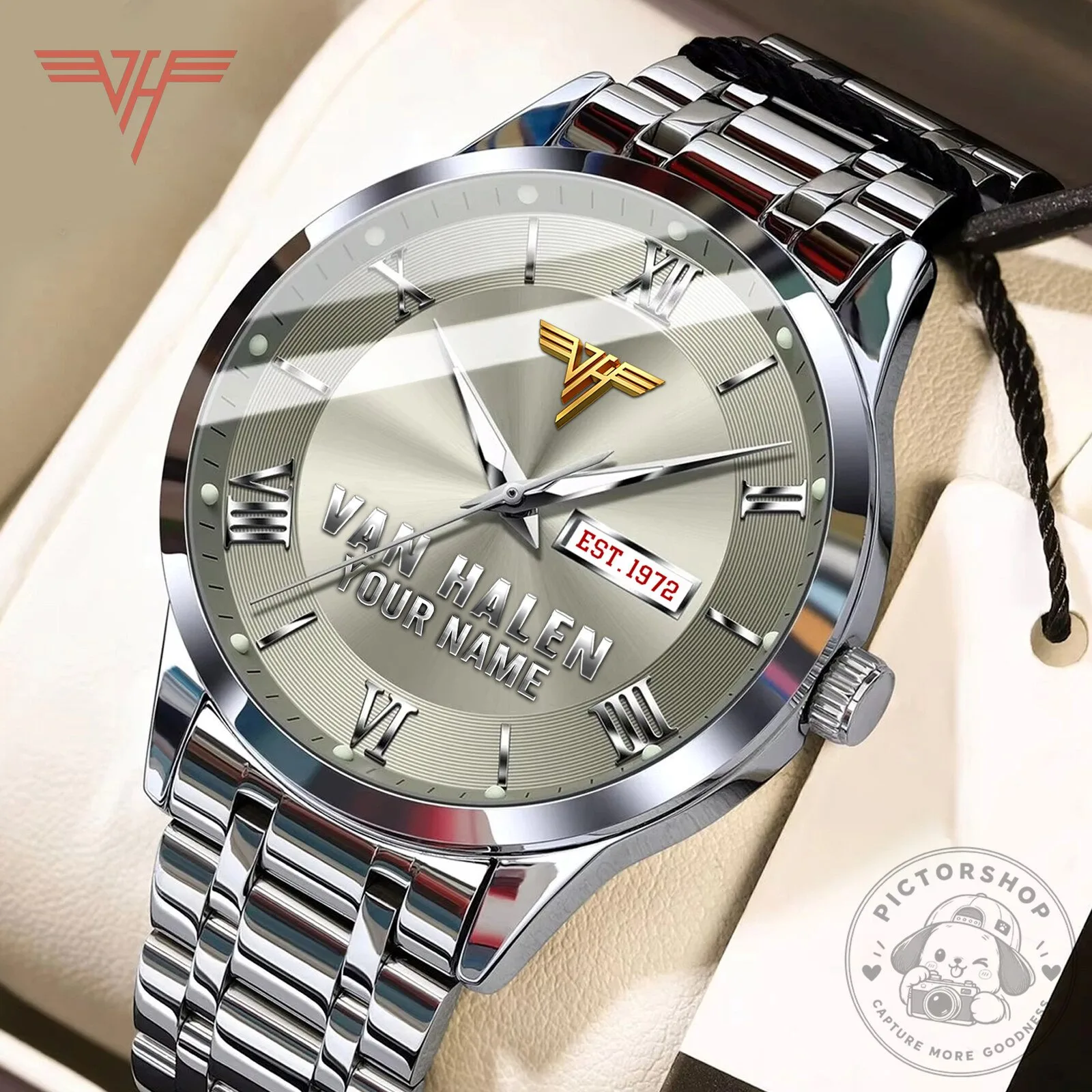 Van Halen Est 1972 Personalized Silver Stainless Steel Watch