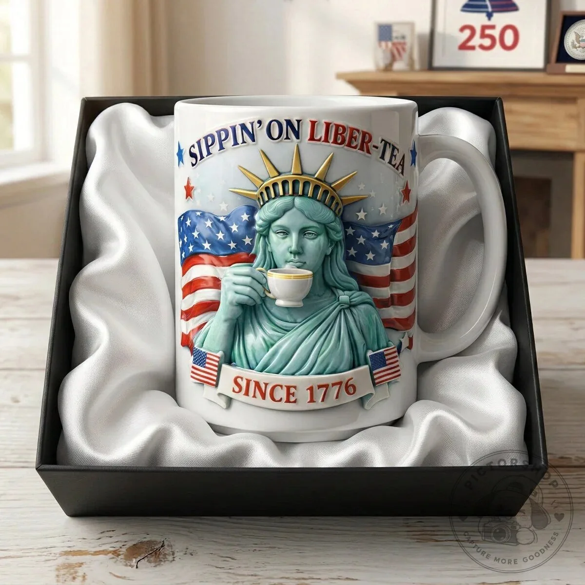 Sippin' On Liber-Tea Since 1776 Statue of Liberty American Flag Coffee Mug