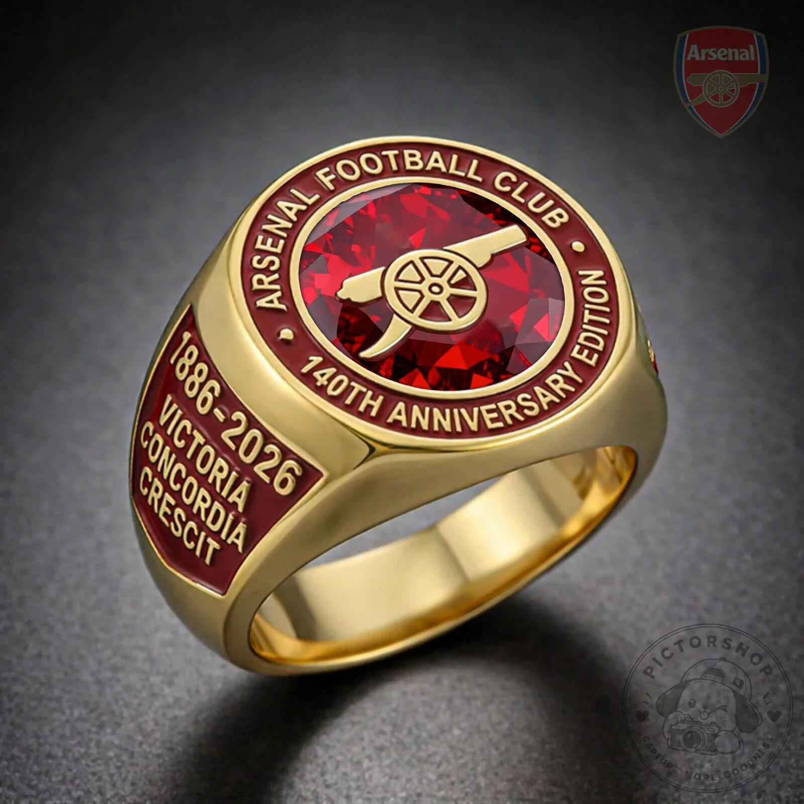 Arsenal Football Club 140th Anniversary Edition Gold Ring