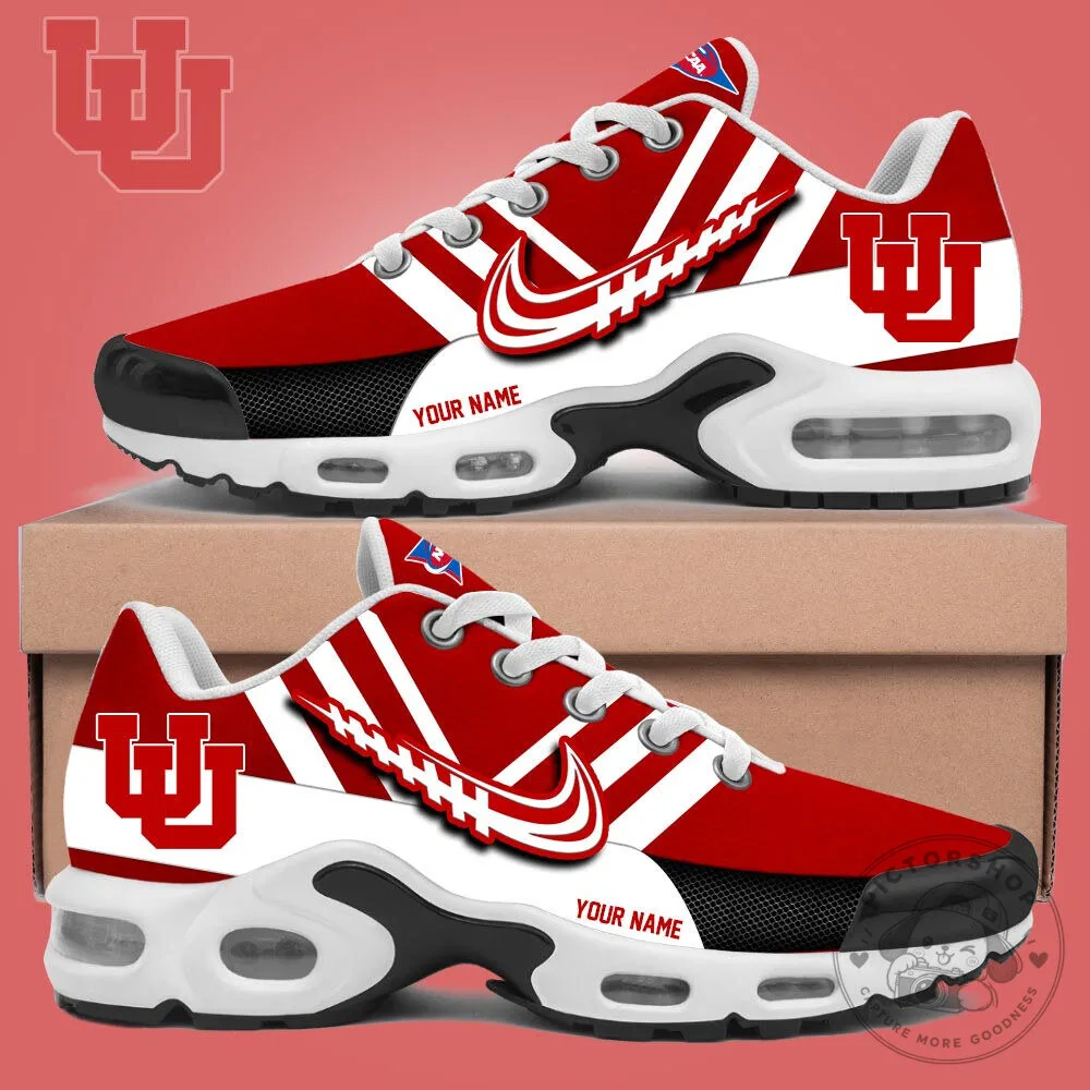 University of Utah Utes Custom Name Red and White Running Shoes