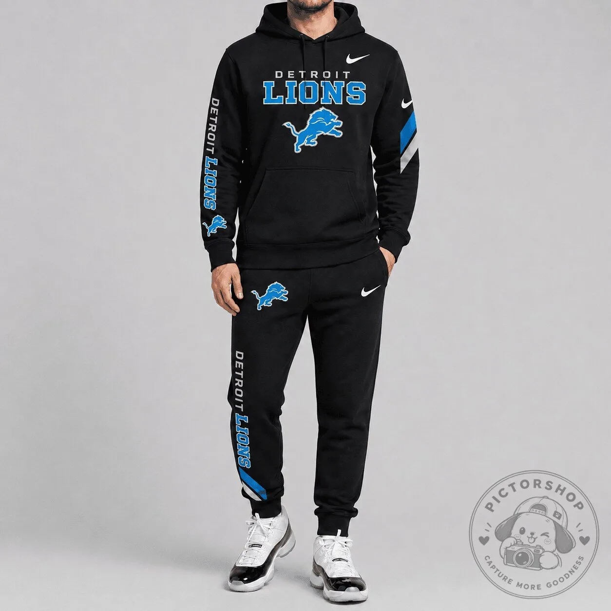 Detroit Lions NFL Football Team Black Hoodie Sweatshirt