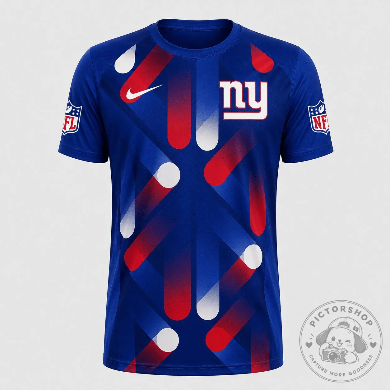New York Giants NFL Football Team Blue Performance All-Over Print T-Shirt