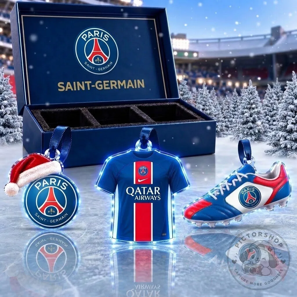 Paris Saint-Germain Football Club Team Logo Jersey Shoe Acrylic Christmas Ornament Set