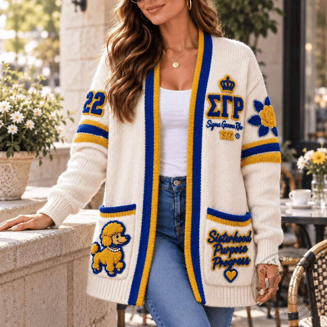 Sigma Gamma Rho Sorority Sisterhood Purpose Progress Open-Front Cardigan