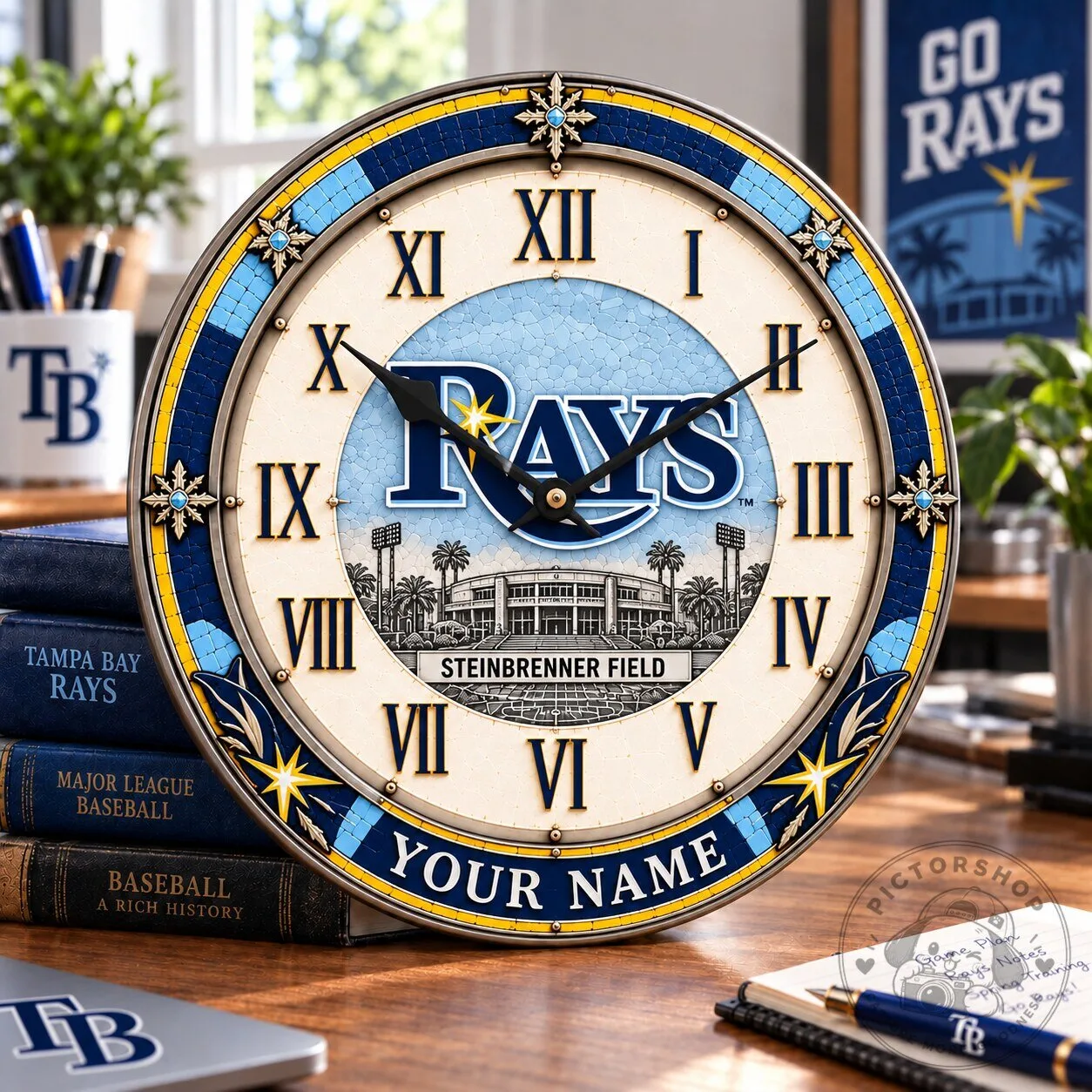 Tampa Bay Rays Baseball Team Steinbrenner Field Round Wall Clock