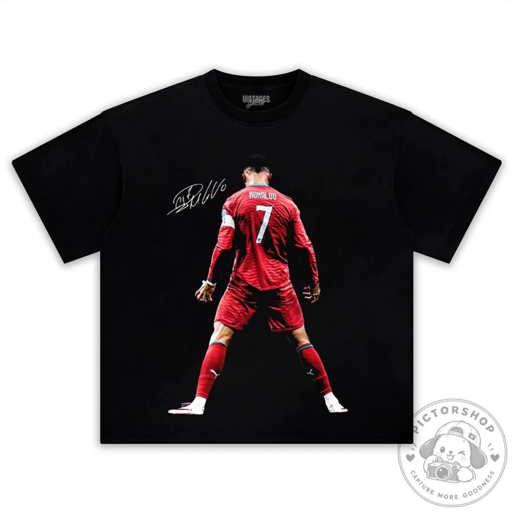 Cristiano Ronaldo Signature Football Player Black T-Shirt Cristiano Ronaldo Signature Football Player Black T-Shirt