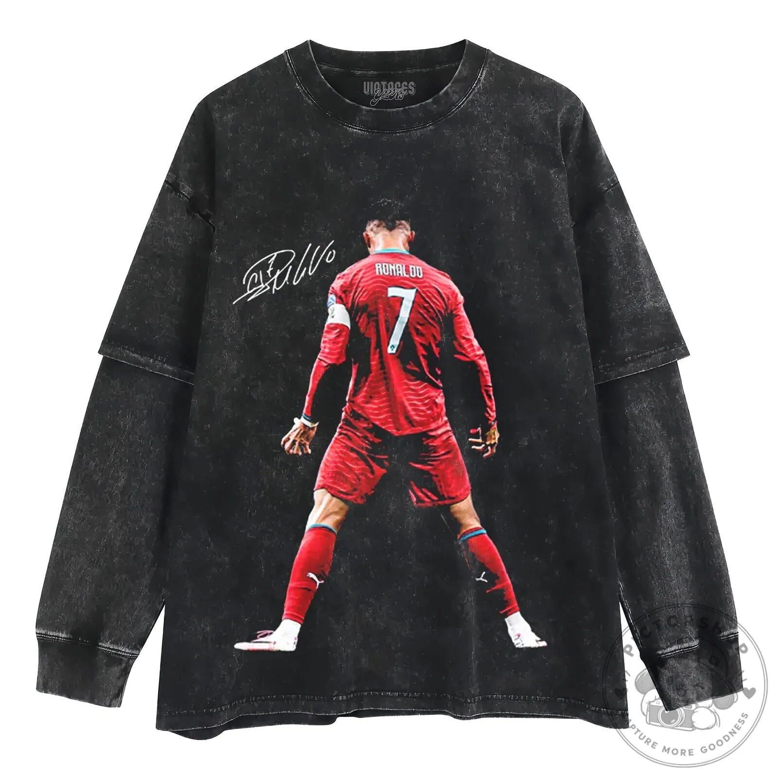 Cristiano Ronaldo Signature Football Player Black T-Shirt 14 Cristiano Ronaldo Signature Football Player Black T-Shirt