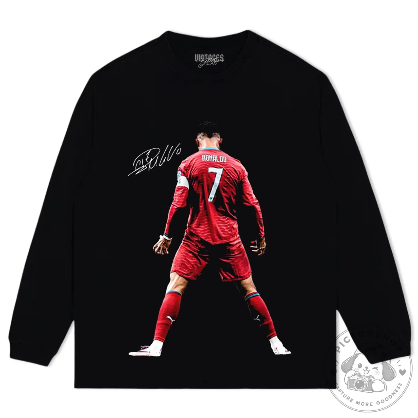 Cristiano Ronaldo Signature Football Player Black T-Shirt 15 Cristiano Ronaldo Signature Football Player Black T-Shirt