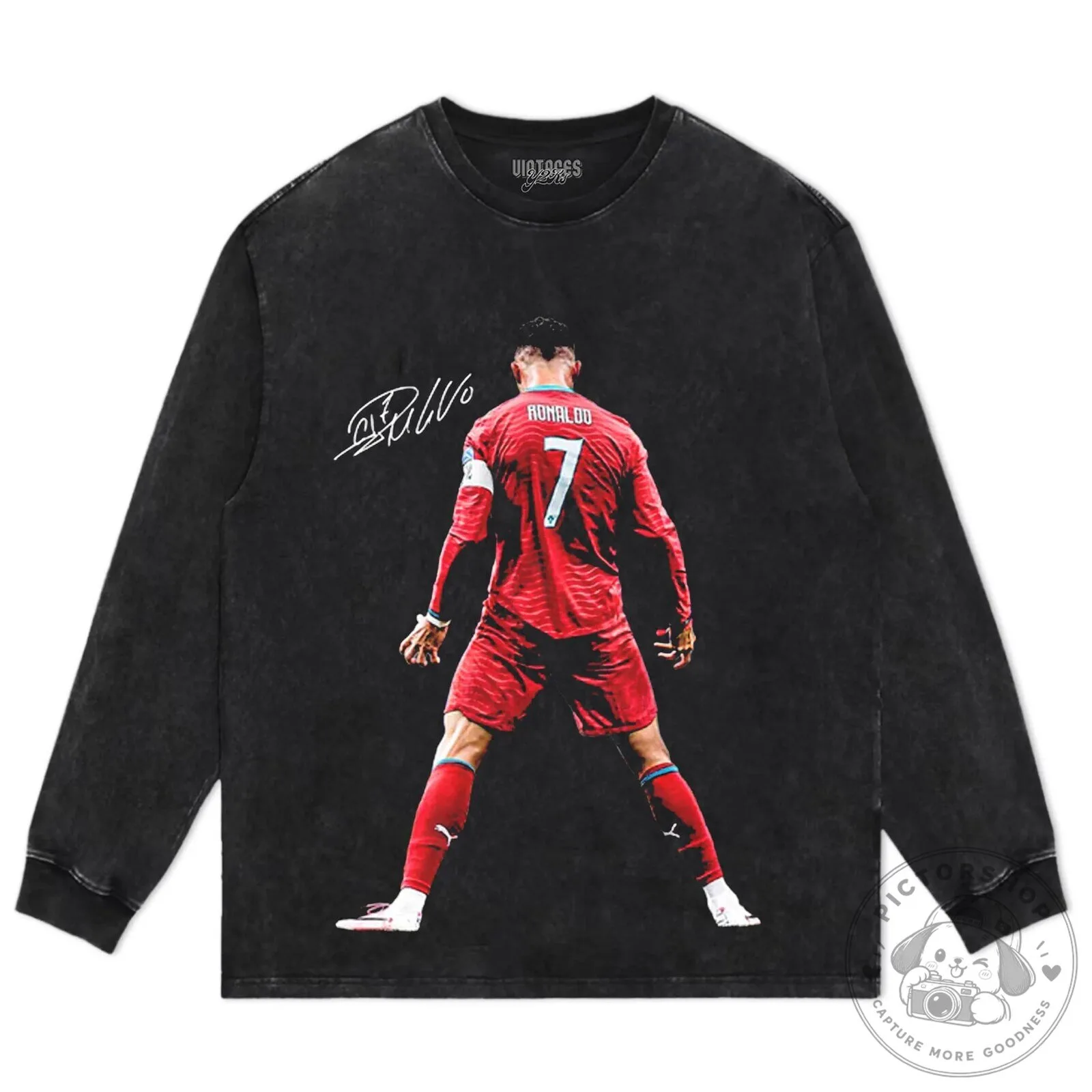Cristiano Ronaldo Signature Football Player Black T-Shirt 16 Cristiano Ronaldo Signature Football Player Black T-Shirt