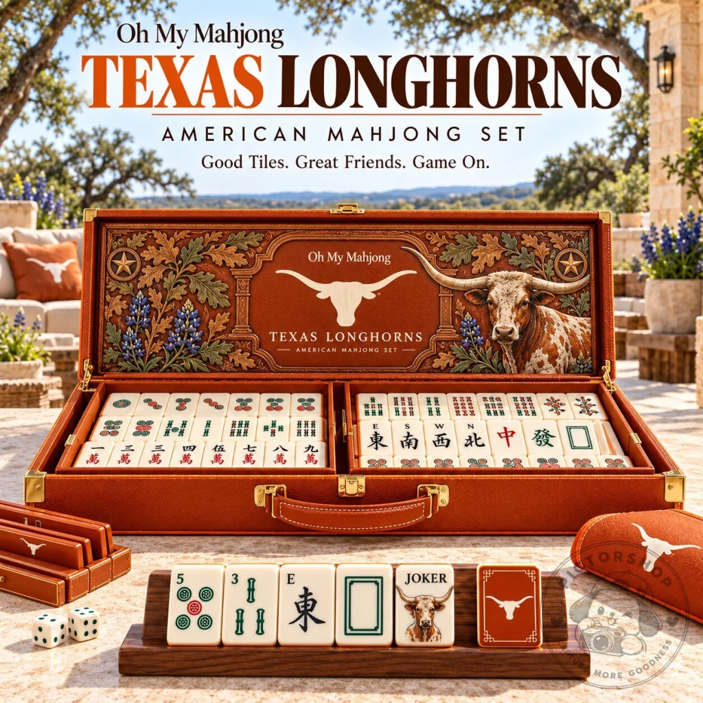 Texas Longhorns American Mahjong Set with Tiles and Case Texas Longhorns American Mahjong Set with Tiles and Case