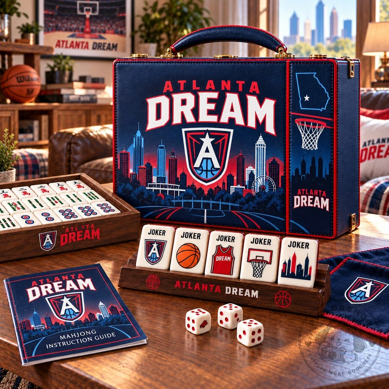 Atlanta Dream Basketball Team Mahjong Game Set with Instruction Guide