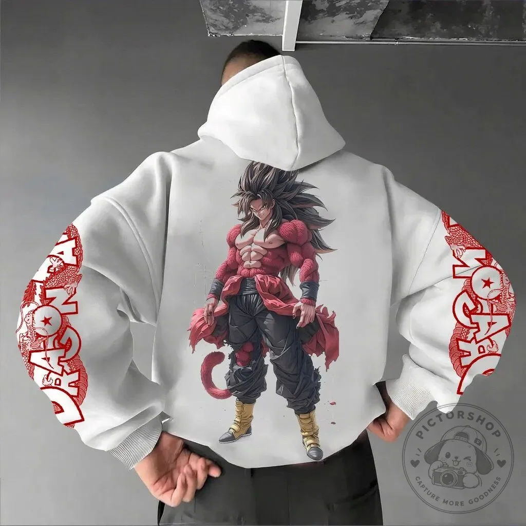 Super Saiyan 4 Goku Anime Graphic Hoodie in White from Dragon Ball Z