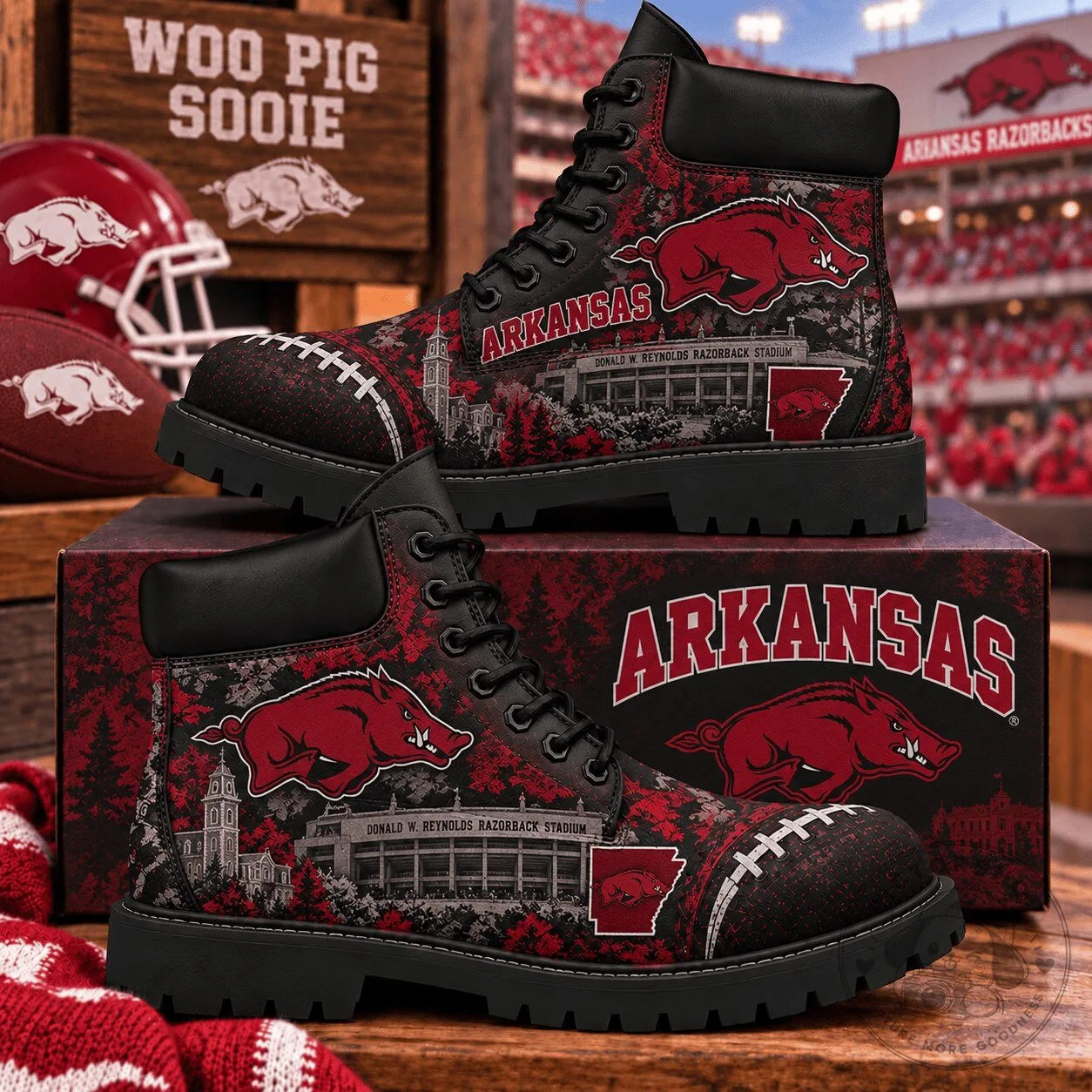 Arkansas Razorbacks Donald W. Reynolds Razorback Stadium Football Boots 1 Arkansas Razorbacks Donald W. Reynolds Razorback Stadium Football Boots