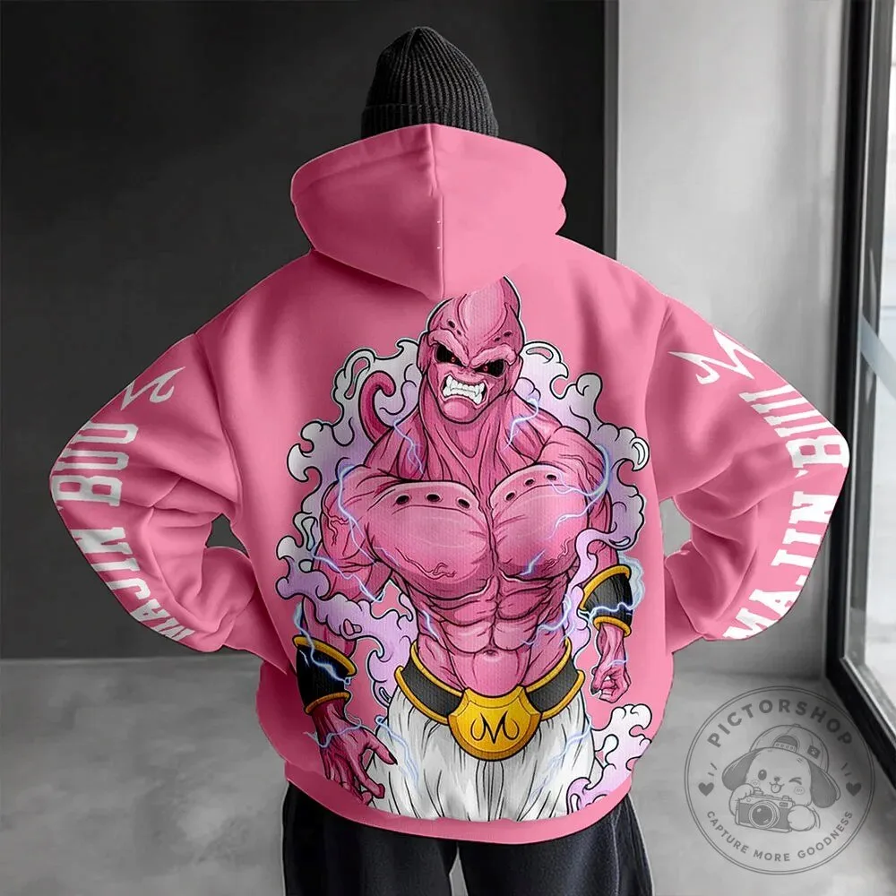 Pink Hoodie featuring Majin Buu from Dragon Ball Z Anime