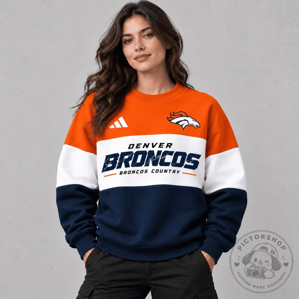 Denver Broncos Country Block Color NFL Football Team Crewneck Sweatshirt Denver Broncos Country Block Color NFL Football Team Crewneck Sweatshirt