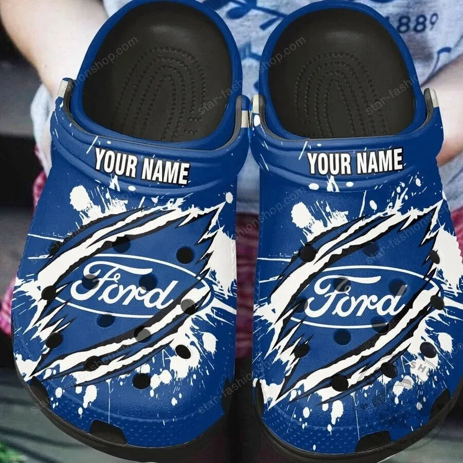 Ford Blue Logo Custom Name Claw Mark Splash Art Shoes